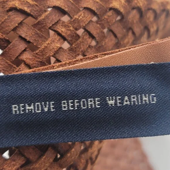 Banana Republic Woven Leather Boho/Southwestern Belt With Detailed Square Buckle - Picture 8 of 10